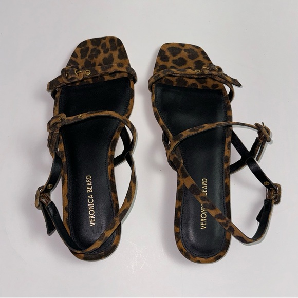 Veronica Beard Malinda Suede Leopard Strappy Sandals Flat Women’s Size 6 $295 - Picture 3 of 9